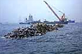 Start of the airport island seawall construction