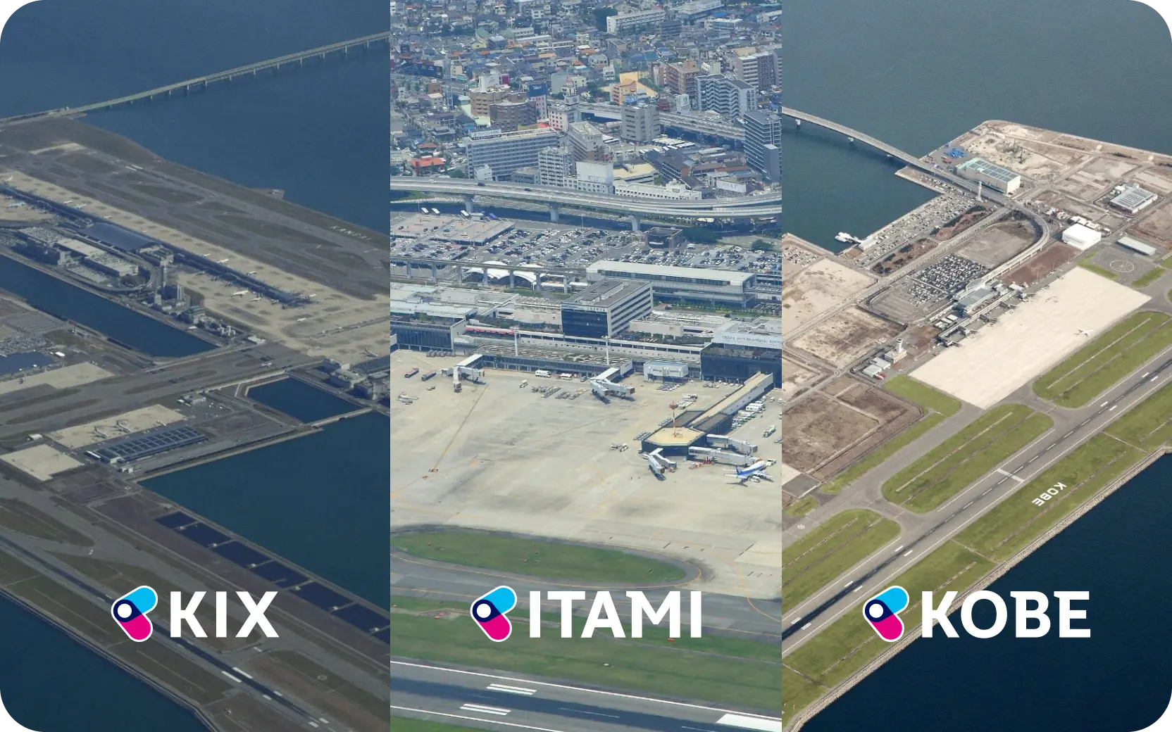 KIX、ITAMI、KOBE各空港の写真