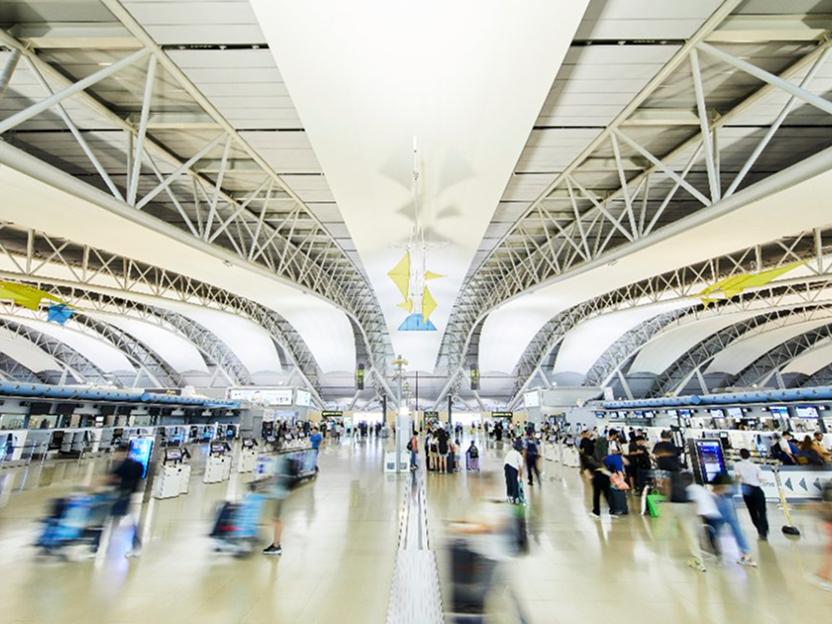 Airport departure lobby.