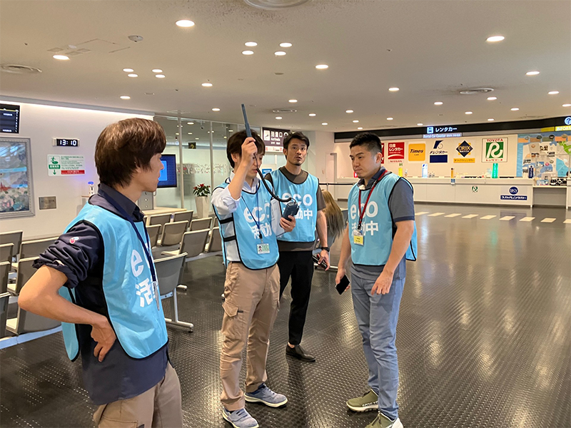 Personnel engaged in eco-friendly activities.