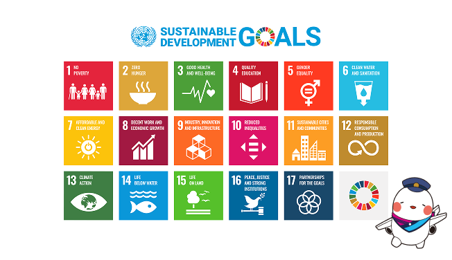 Icons of 17 SDGs and SORAYAN's illustration