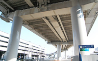 An elevated road viewed from below.