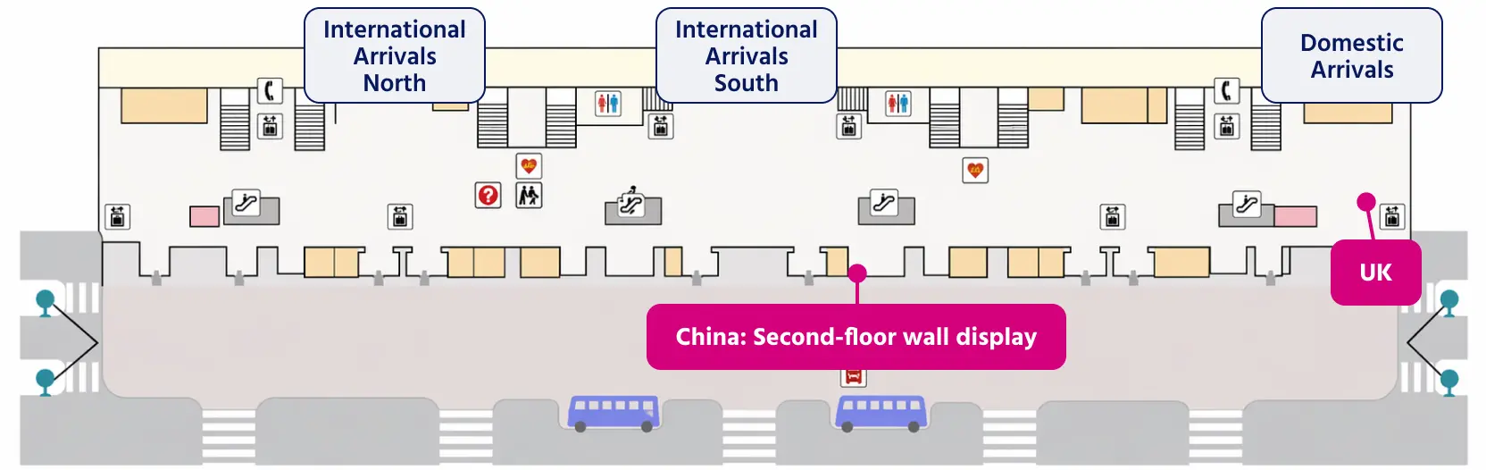 Terminal 1, 1st Floor: UK & China Location Map